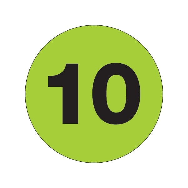 Bsc Preferred 2'' Circle - ''10'' Fluorescent Green Number Labels BUY00019784 - main